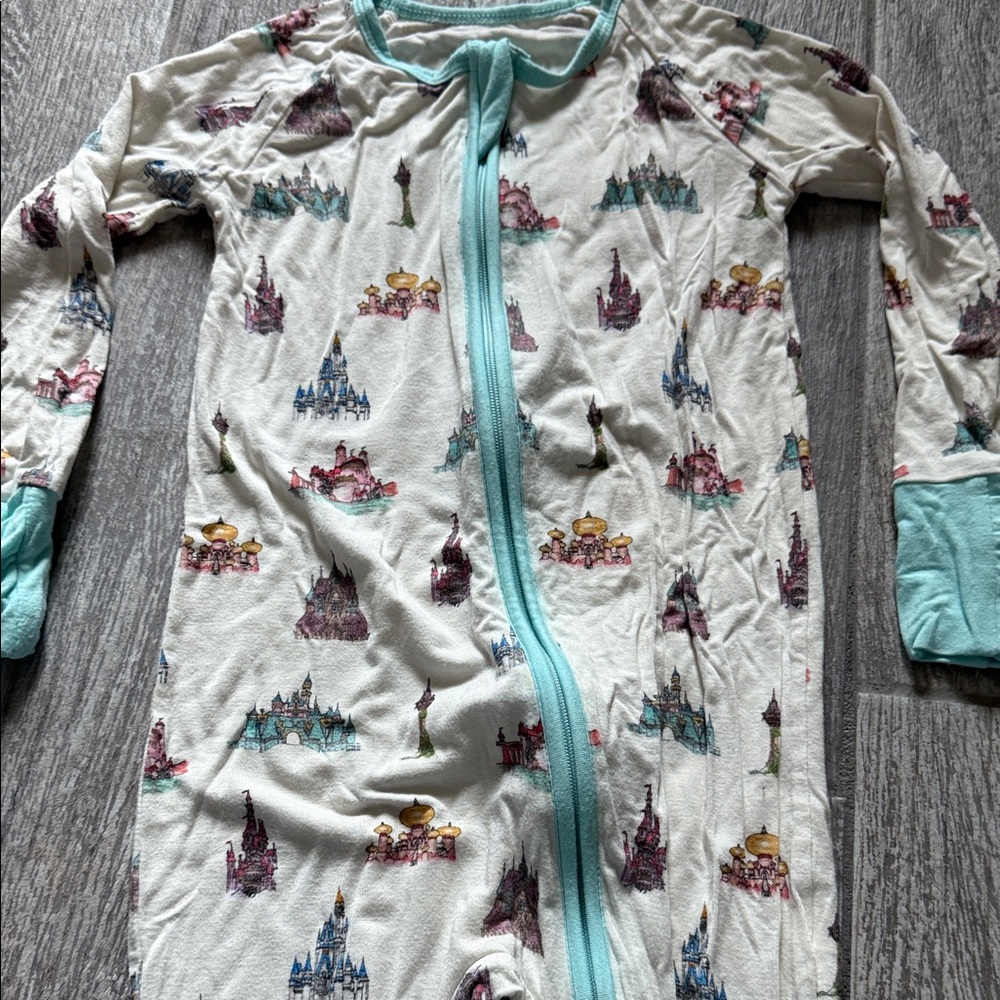 GUC- Little Crowns & Capes Kids Castle Print Pajamas with Aqua Accents